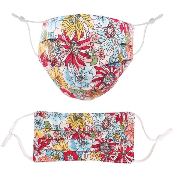 5 for $25 Pink Flower Print Fashion Face Mask - Picture 2 of 3